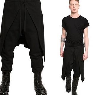 Men Vintage Casual Loose Skirt Pants Male Japanese Streetwear Hip Hop Gothic Punk Trousers Harem
