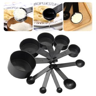 10pcs/set Black Color Baking Cup Spoons Tablespoon Kitchen Coffee Cooking Measuring Spoon Set