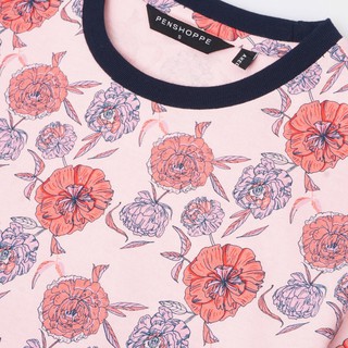Penshoppe Women's Relaxed Fit Tee With All Over Print (Blush) (2)