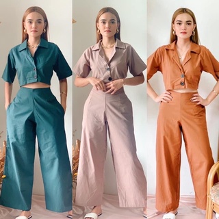 Madeline Coordinates (Cropped Polo and Wide Leg Trousers)