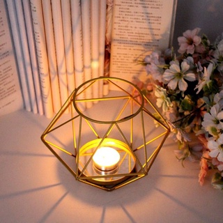 Inste Nordic Style 3D Geometric Candlestick Metal Iron Dinner Candle Holder Wedding Party Home Decor