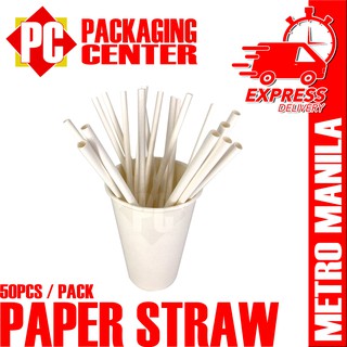 Paper Straw White by 50pcs (METRO MANILA SHIPPING CODE)