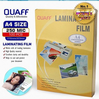 QUAFF Laminating Film A4 250 Microns Hot Laminating Film (100 sheets / pack)