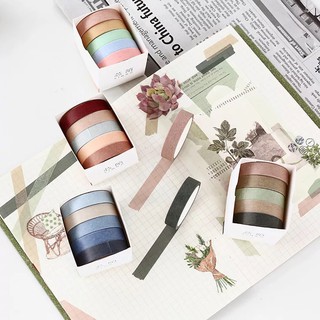 5 in 1 rolls Plain Color Shades Washi Tape