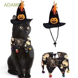 ADAMES For Cat Dog Halloween Party Cat Costume Spider Web Cat Pumpkin Hat Cat Collar Pet Halloween Supplies Pet Accessories Kawaii Halloween Adjustable Cosplay Pet Hat