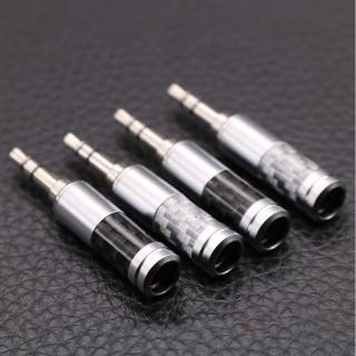 3.5mm Rhodium plated stereo Earphone Earbuds plug anodized aluminum + carbon fiber