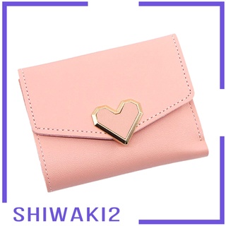 [SHIWAKI2] Women Small Wallet Mini Purse Bifold Leather Short Card Holder Handbag