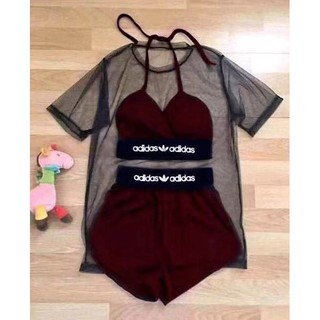 :)Fashion korean summer terno 3 in 1 swimwear beach cloth swim suit rush guard