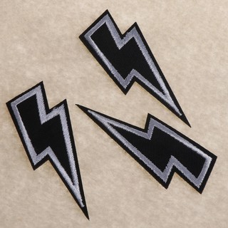 *J❤*Lightning Embroidered Iron on Patches Clothing Retro Stripes Motif Appliques