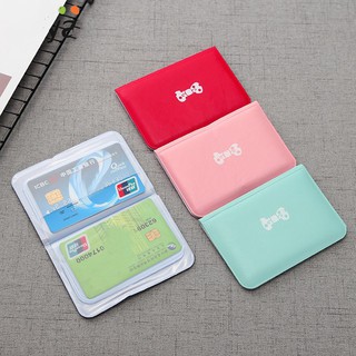 Foldable Business Bank ID Card Holder Transprant Double Layers Bus Photo Credit Card Badge Protector School Stainery