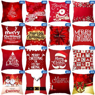 16 Designs Merry Christmas Red Series Cushion Cover Throw Pillow Case Festive Elk Snowflake