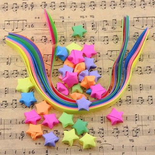 Kids DIY folder star colored paper Ribbon Lucky Wish Origami