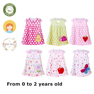CiCi Cute Baby Girl Cotton Flower Children Dot Striped Tees Dress 0-2Y Free size dress for kids