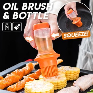 All-in-one Oil Brush & Bottle, Basting Brush, Silicone Pastry Baking Brush BBQ Sauce Marinade Meat Glazing Oil Brush Silicone Honey Oil Bottle Vinegar Pump Spray Dispenser with Brush