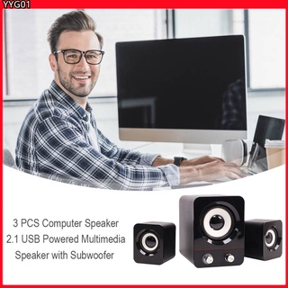3 PCS Computer Speaker USB Powered Multimedia Speaker with Subwoofer for Laptop/ Desktop Computer/ Phone