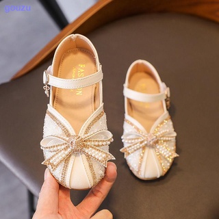 Girls Crystal Princess Shoes Fall 2021 New Small Leather Shoes Female Baby Western-style Soft Bottom Peas Shoes Big Kids