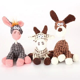 【FAST DELIVERY】Fun Pet Toy Donkey Shaped Corduroy Chew Toy For Dog Puppy Squeaker Squeaky Plush