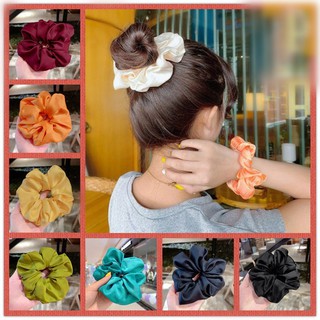 Korean ins simple hair tie pure color retro French rope women rubber scrunchies accessories