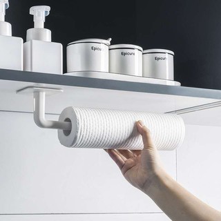 1pc Multifunctional punch-free Kitchen Storage shelf bathroom rack roll paper holder hook