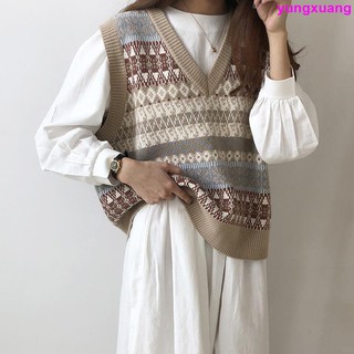 Knitted Vest v-Neck Knitted Vest Sweater Vest Korean Loose Knitted Tops (1)