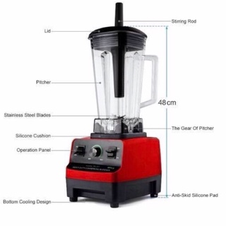 [HOT] WJF 2L Commercial 3HP Blender Ice Crusher 1500W(Red)
