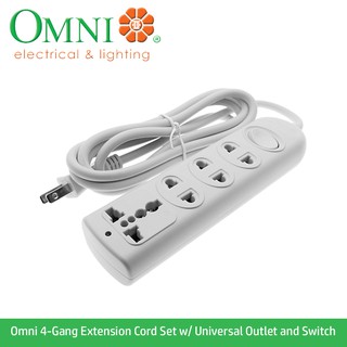 Omni Extension Cord 4-Gang Set w/ Universal Outlet & Switch