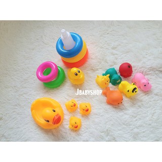 Rubber race squeaky ducks baby bath toy