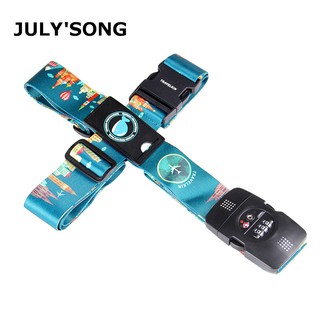 JULY'S SONG 3-Digit Password Lock Adjustable Luggage Strap Travel Suitcase Band Belt Baggage Strap