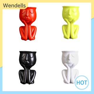 WENDELLS Resin Humanoid Head Pot Succulent Plant Bonsai Vase Desktop Home Decoration (1)