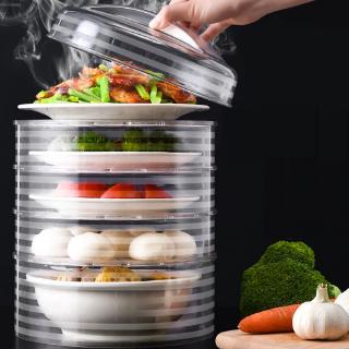 Household Kitchen Stackable Food Insulation Cover / Dustproof Anti Mosquito Heat Preservation Dish Cover / Thickened Transparent Plastic Dining Table Food Lids / Food Fresh Sealing Cover / Multifunctional kitchen tools