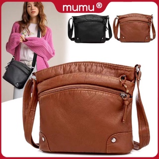 Mumu #4222 Sling Bags Quality Women's Bags Korean Style Shoulder Sling Fashion Retro PU Leather