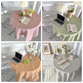 Korean Cotton Linen Tablecloth Picnic Mat Plaid Table Cloth Photo Props Background Cloth Home Decoration