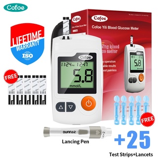 Cofoe Yili Glucometer Blood Sugar Meter + 25 Strips + 25 Lancets For Diabetes Blood Glucose Meter Monitoring System SET