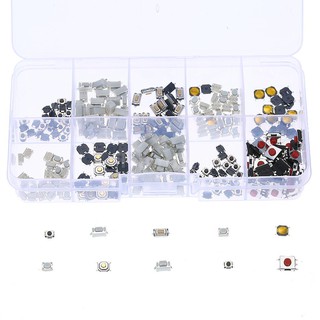 FLY-250pcs 10 Value Tactile Push Button Switch Micro Momentary Tact Assortment Kit with Clear Plasti