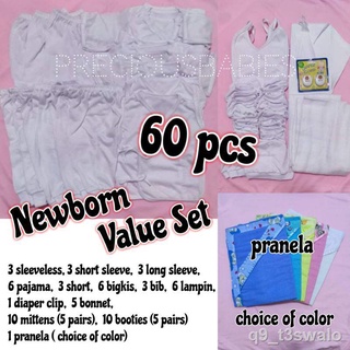 Spot goods ❣60pcs White Ordinary Newborn Value Set barubaruan tieside baby clothes/ precious babies