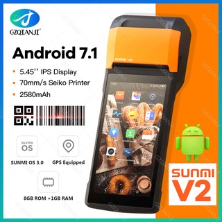 【Ready Stock】◎☌SUNMI V2 PDA Android Handheld POS Terminal With 58mm Thermal Receipt Printer Cash Reg