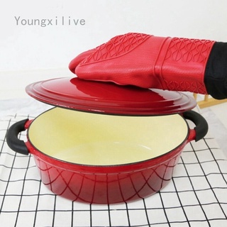 Youngxilive 1Pc Silicone Insulated Thickened Oven Glove Heatproof Mitten Kitchen Cooking Microwave Oven Mitt