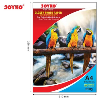 Joyko Glossy Photo Paper Shiny Photo Paper GSP-A4-210 20 Sheets