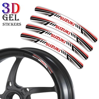 [Ready Stock]◄►8PCS/Lot Suzuki Wheel 3D Epoxy Gel Motorcycle Modified Wheel Hub Rim Strip Decal Car