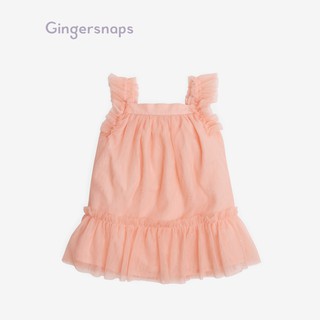 Gingersnaps Baby Girls' Flutter Sleeves Tiered Tulle Dress With Bow On Back