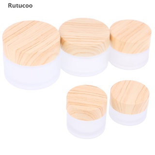 Rutucoo 5g 10g 15g 30g 50g Frosted Glass Cream Jar Wooden Make-Up Skin Care Container PH