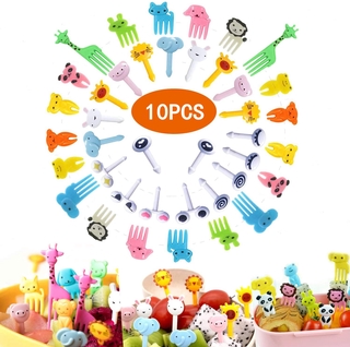 10pcs Mini Cartoon Animal Food Toothpicks / Animal Farm Fruit Fork /Lunch Bento Forks Picks