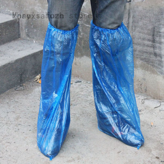 Disposable Shoe Covers Blue Waterproof Anti-Slip Overshoe Rain Shoes And Boots Cover Plastic Long Sh