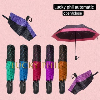 🇵🇭Anti-uv Automatic open/losed umbrella windproof polka dots