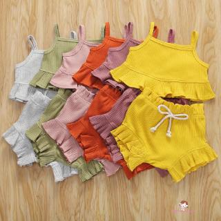 ❤XZQ-Cute Baby Girls Lace Solid Color Suspender Sweet Clothes Set