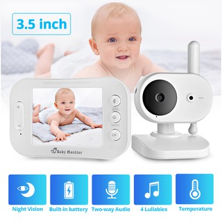 FUERS 3.5 Inch Portable LCD Color Wireless Video and Audio Baby Monitor Night Vision Camera Two Way