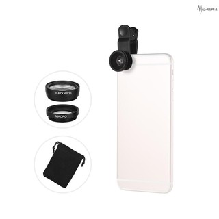 【Ready Stock】Universal Clip Lens Kit 180° Mobile Phone Fisheye Lens 0.67× Wide Angle Lens Macro Lens 3 in 1 with Clip for Smartphone Lens Mobile Photography Accessories