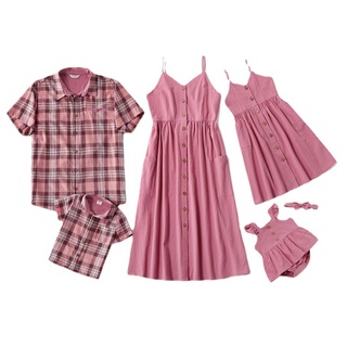 ◇Mother and Daughter Terno dress plaid cotton baby’s clothes father son T-shirt family sets
