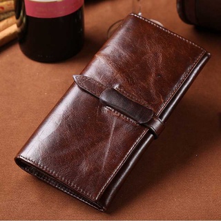 Genuine Leather Men's Wallet Retro Multi-function Fashion Card Change Package Ladies Purse Women's Small Hand Bag Brown