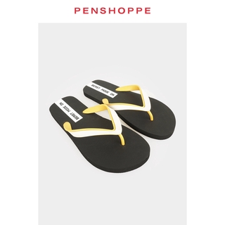 Penshoppe Men's Printed Flip Flops (Black) (2)